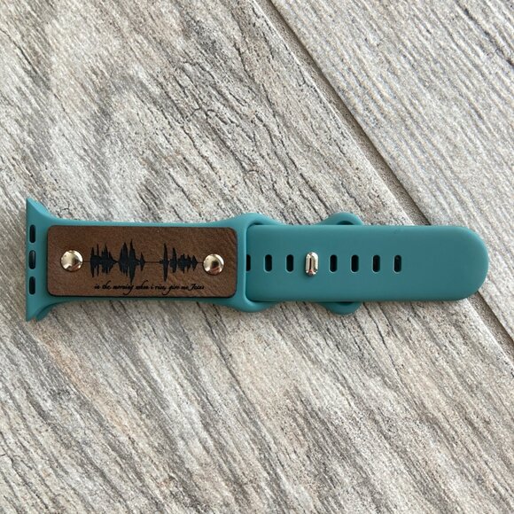 In The Morning When I Rise, Give Me Jesus Soundwave Band For Apple Watch - Teal - Picture 1 of 3